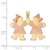 14k Two-tone The Kids Medium Double Girls Engravable Kiss Charm
