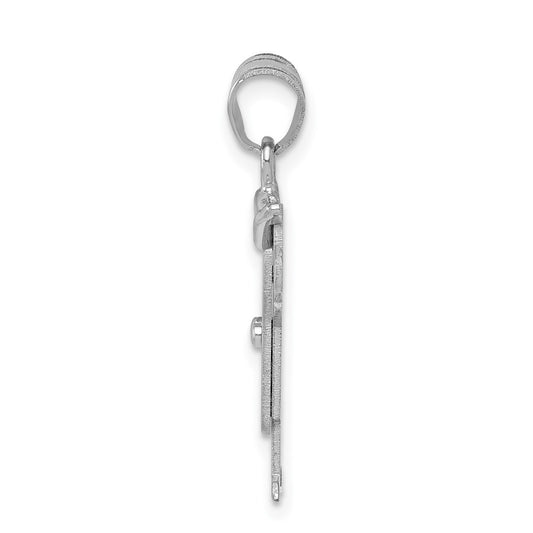 14k White Gold The Kids Small Boy in Overalls with Hat on Left Engravable Love Charm