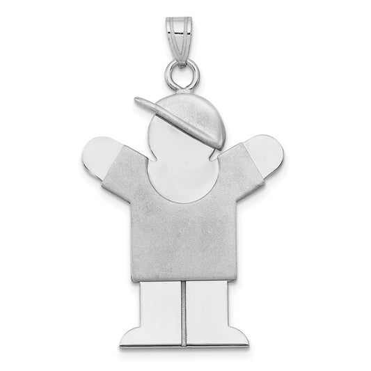 14k White Gold The Kids Large Boy with Hat on Right Engravable Love Charm