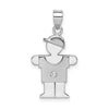 14k White Gold The Kids Small Boy with Hat on Right AA Diamond Hugs Charm
