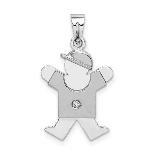 14k White Gold The Kids Small Boy with Hat on Right AA Diamond Joy Charm