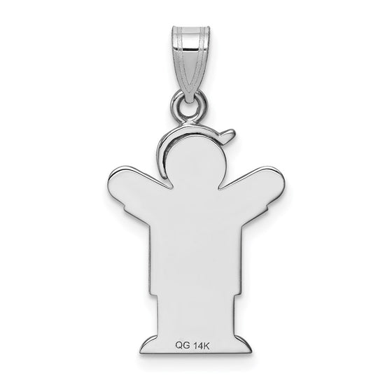 14k White Gold The Kids Small Boy with Hat on Right AA Diamond Love Charm
