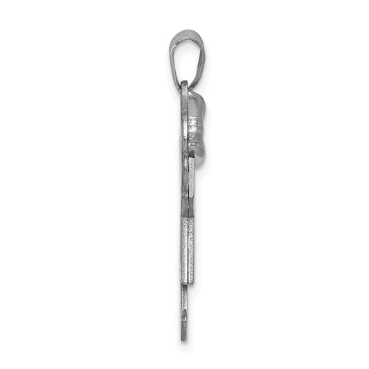 14k White Gold The Kids Medium Girl with Bow on Left AA Diamond Joy Charm
