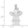 14k White Gold The Kids Medium Girl with Ruffles and Bow on Right AA Diamond Love Charm