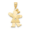 14k The Kids Small Girl with Bow on Right AAA Diamond Kiss Pendant