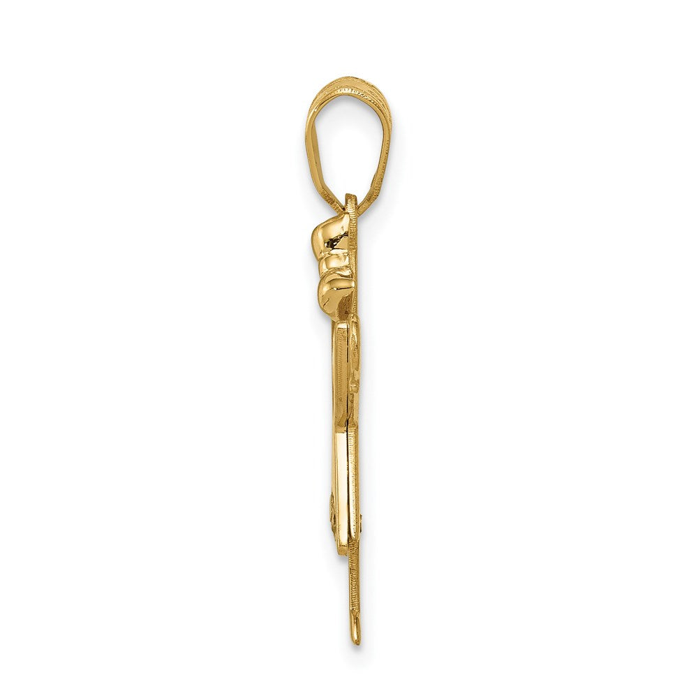 14k The Kids Small Girl with Ruffles and Bow on Right A Diamond Love Pendant