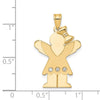 14k The Kids Medium Girl with Ruffles and Bow on Right AA Diamond Love Pendant