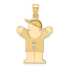 14k The Kids Medium Boy with Hat on Right AA Diamond Love Pendant