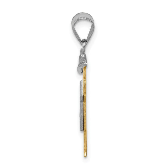 14k Two-tone The Kids Small Boy with Hat on Left AA Diamond Kiss Pendant