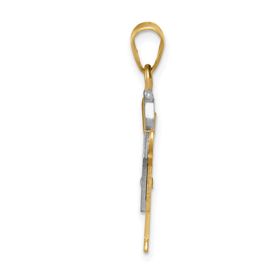 14k Two-tone The Kids Small Boy with Hat on Right AA Diamond Love Pendant