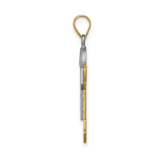 14k Two-tone The Kids Medium Boy with Hat on Right AA Diamond Joy Pendant