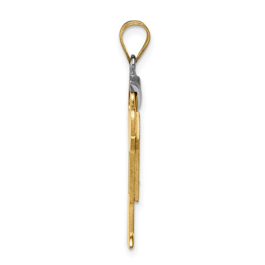14k Two-tone The Kids Medium Boy with Hat on Right AA Diamond Love Pendant