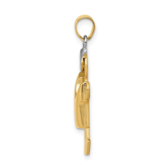 14k Two-tone The Kids Medium Puffed Boy with Hat on Left Engravable Kiss Charm