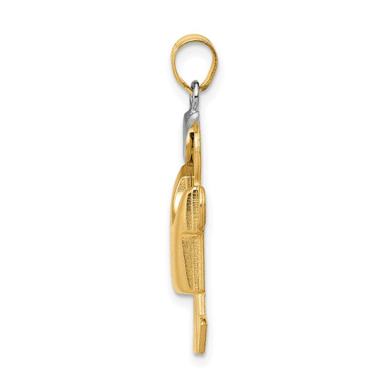14k Two-tone The Kids Medium Puffed Boy with Hat on Left Engravable Kiss Charm