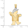 14k Two-tone The Kids Medium Puffed Boy with Hat on Left Engravable Kiss Charm