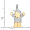 14k Two-tone The Kids Medium Puffed Boy with Hat on Right Engravable Love Charm