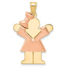 14k Two-tone The Kids Medium Puffed Girl with Bow on Left Engravable Love Charm