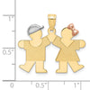 14k Tri-color The Kids Small Boy on Left and Girl on Right Engravable Kiss Charm