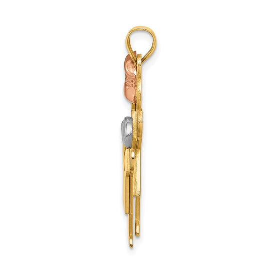 14k Tri-color The Kids Big Girl and Little Boy Engravable Love Charm