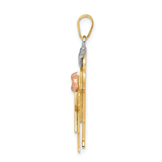 14k Tri-color The Kids Big Boy and Little Girl Engravable Love Charm