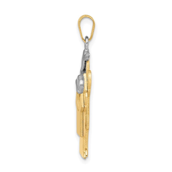 14k Two-tone The Kids Big Boy and Little Boy Engravable Love Charm