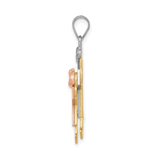 14k Tri-color The Kids Big Boy and Little Girl Engravable Joy Charm
