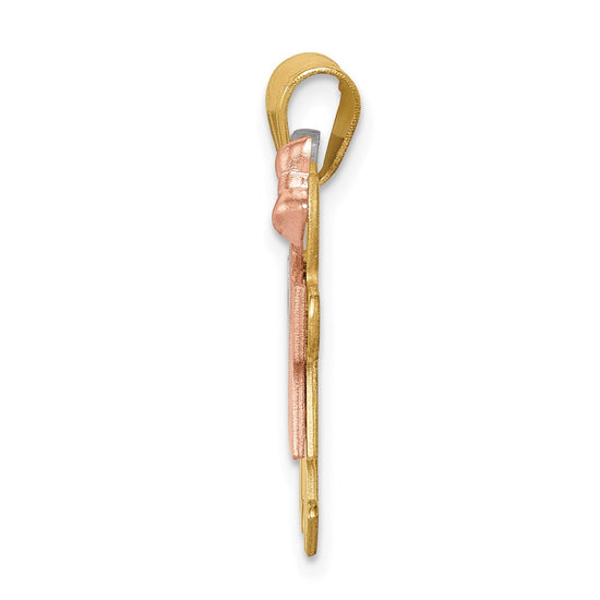 14k Tri-color The Kids Small Boy on Left and Girl on Right Engravable Kiss Charm