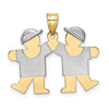 14k Two-tone The Kids Small Double Boys Engravable Kiss Charm
