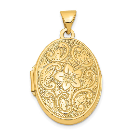 Gold Polished Flower Oval Lockets