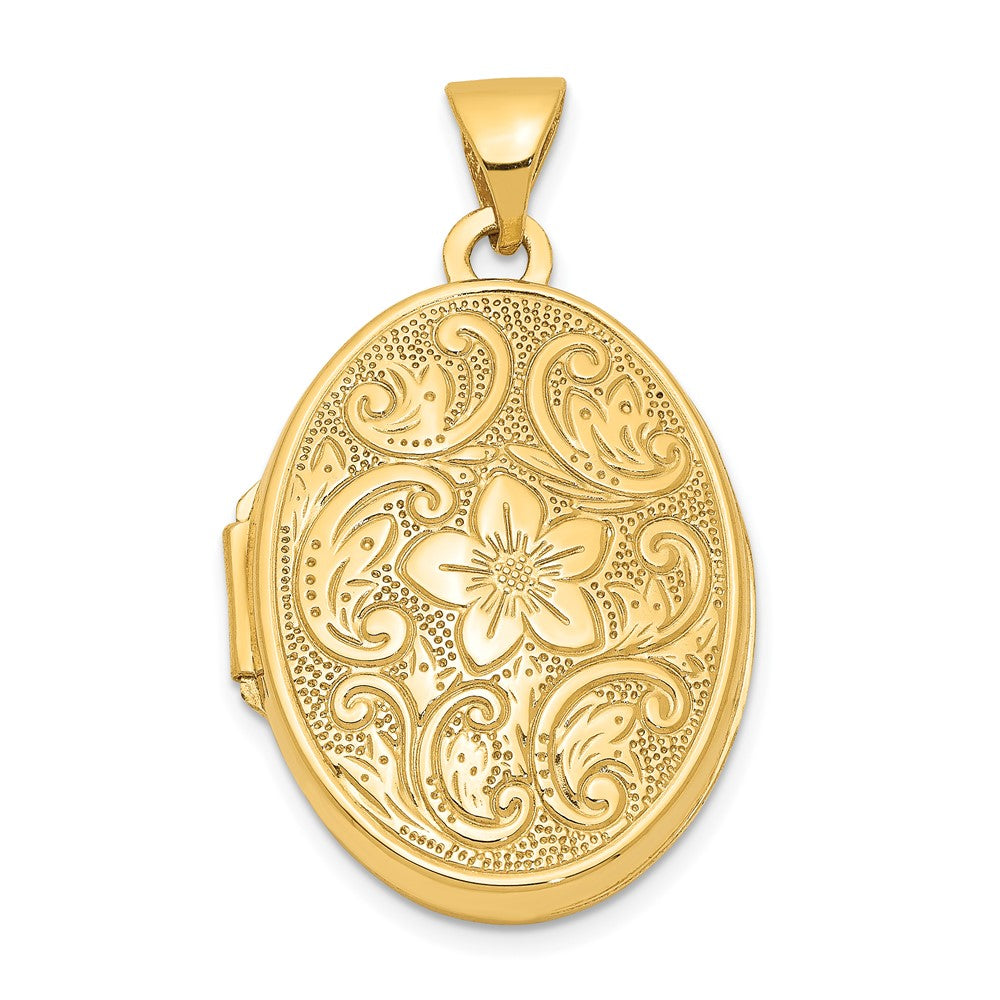 Gold Polished Flower Oval Lockets