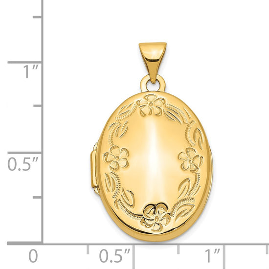 14k Floral Border 21mm Oval Locket