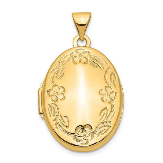 14k Floral Border 21mm Oval Locket