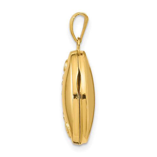 14k Floral 17mm Oval Locket