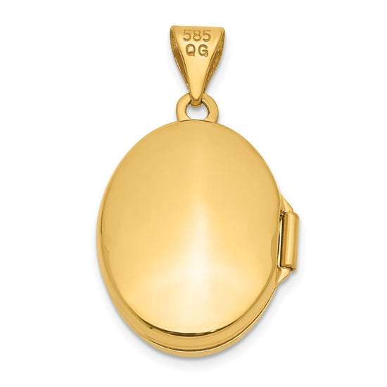14k Polished Plain 17mm Oval Locket