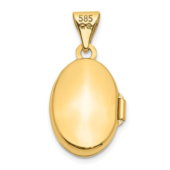 14k Polished Plain 13mm Oval Locket