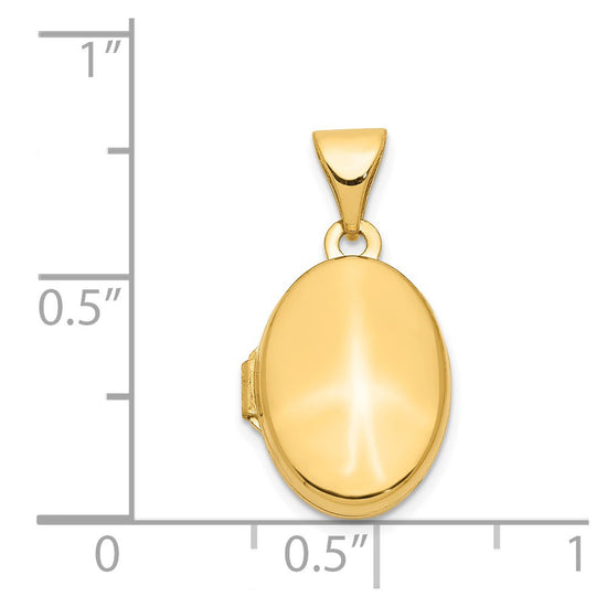 14k Polished Plain 13mm Oval Locket