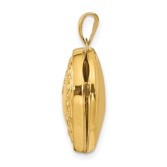 14k Domed Heart Border 18mm Heart Locket
