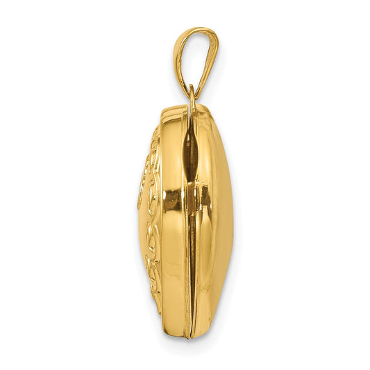 14k Domed Heart Border 18mm Heart Locket