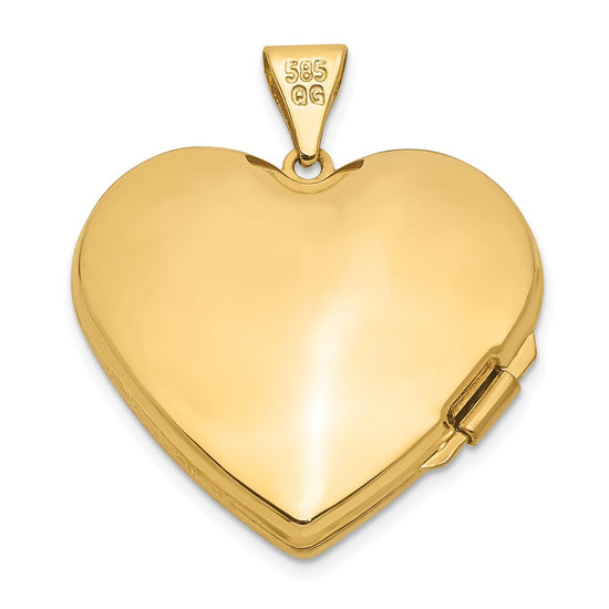 14k Diamond Floral 21mm Heart Family Locket Holds 4 Photos