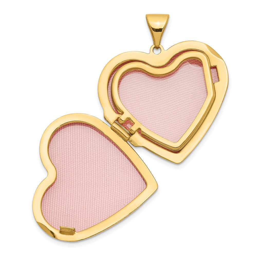 14k Diamond Floral 21mm Heart Family Locket Holds 4 Photos