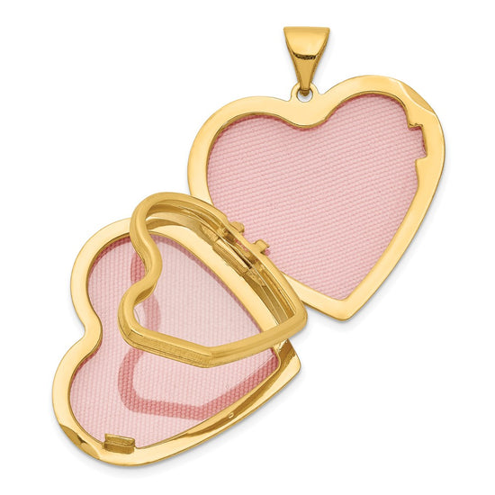 14k Diamond Floral 21mm Heart Family Locket Holds 4 Photos