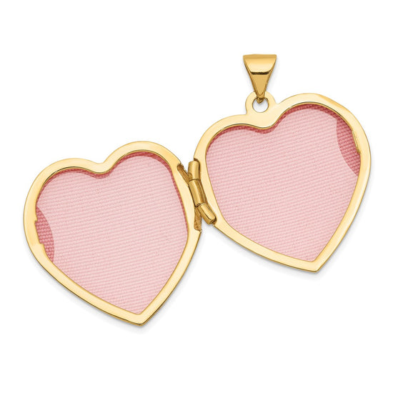 14k with White Rhodium Floral 21mm Heart Locket