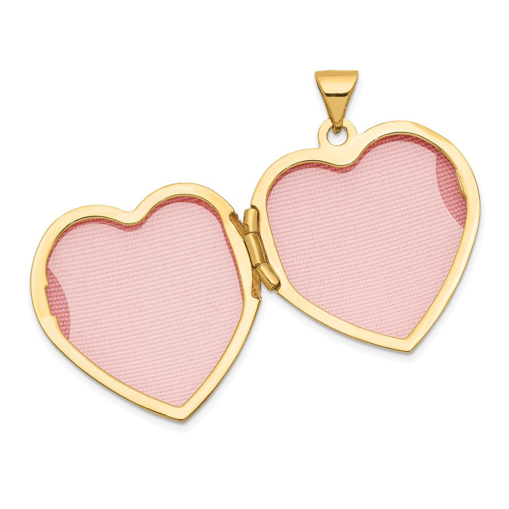 14k with White Rhodium Floral 21mm Heart Locket