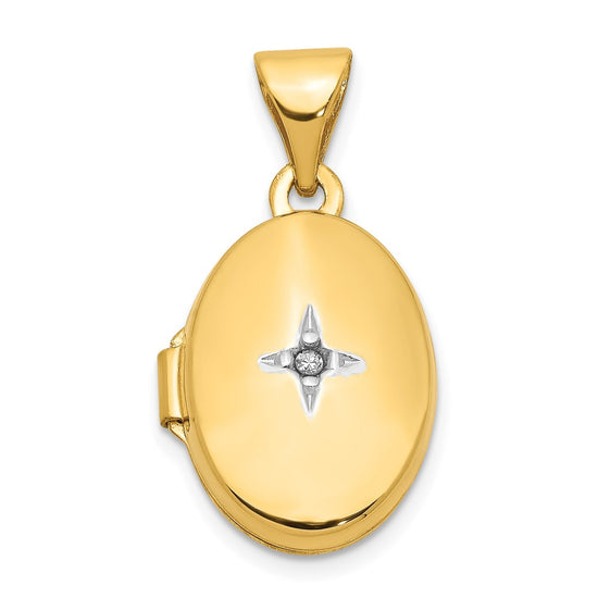 14k Diamond Star 13mm Oval Locket