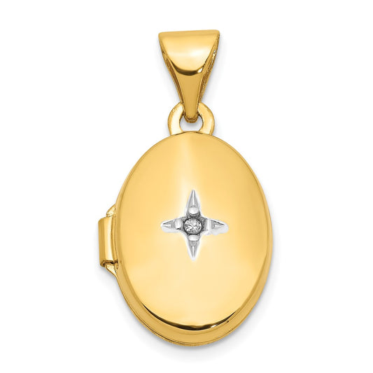 14k Diamond Star 13mm Oval Locket