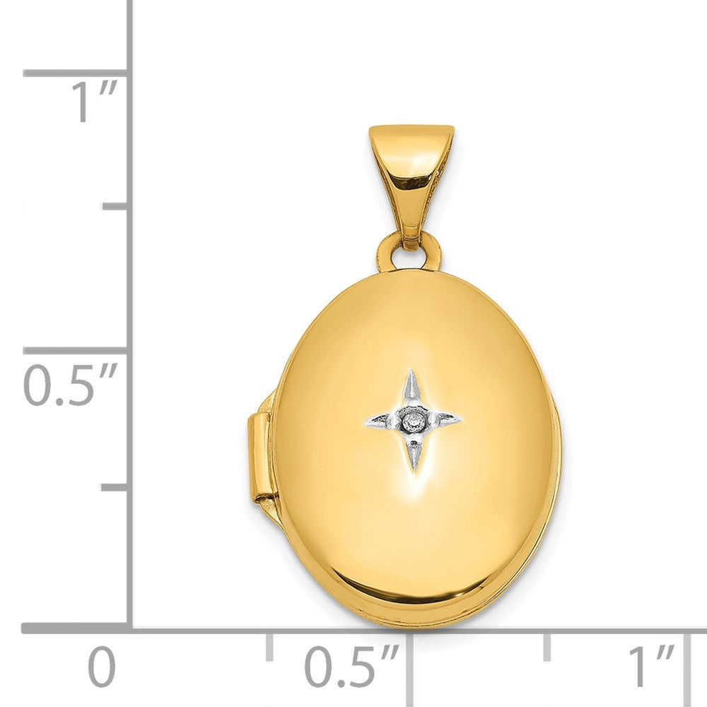 14k Diamond Star 17mm Oval Locket