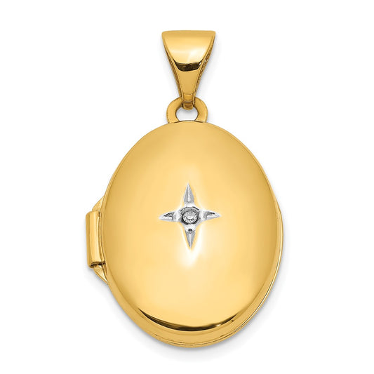 14k Diamond Star 17mm Oval Locket
