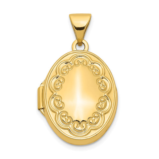 14k Scalloped Border 17mm Oval Locket