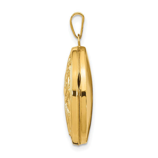 14k Domed Scroll Design 21mm Oval Locket