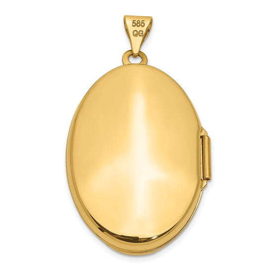 14k Polished Domed Plain 26mm Oval Locket